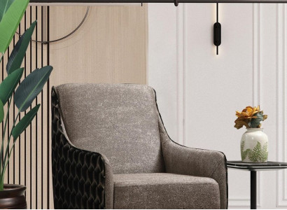 Sessel Ohrensessel Stoffsessel Einsitzer Stoff Grau Polster Möbel